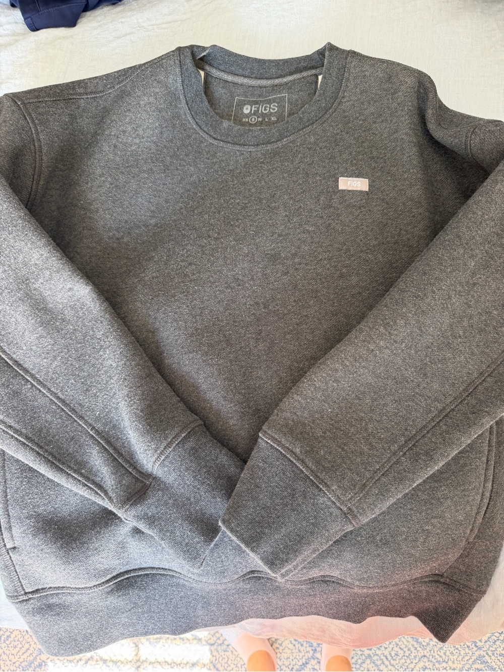 Figs Women's Crewneck Sweater in Charcoal Gray
